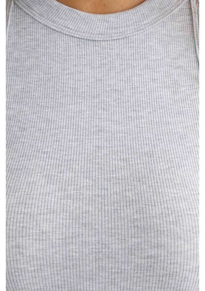 Kadın Mavi Renk Halter Yaka Basic Tank Top Açık Gri indirimleri