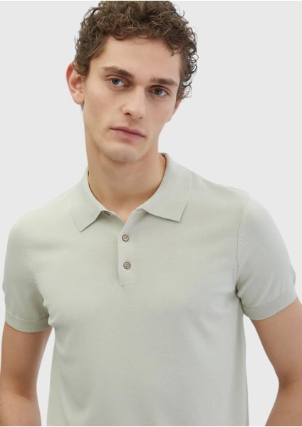 Bej Polo Yaka Düz Örgü Triko modelleri