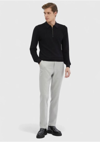 Siyah Polo Yaka Jakarlı Triko Kazak fiyatları