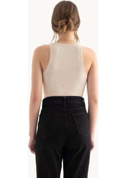 Kadın Sade Askılı Yaka Tank Üst Fildişi Doğal fiyatları