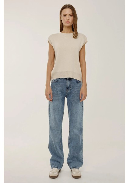 Kadın Bisiklet Yaka Triko Süveter Natural fiyatları