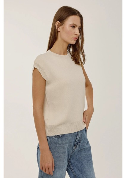 Kadın Bisiklet Yaka Triko Süveter Natural modelleri