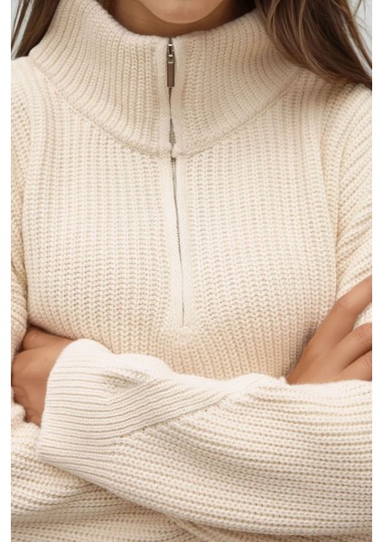 Kadın Kalın Örme Kısa Kazak Fildişi Doğal fiyatları