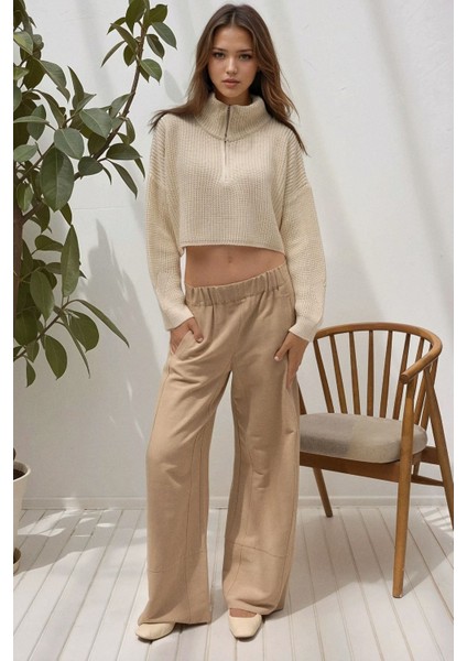 Kadın Kalın Örme Kısa Kazak Fildişi Doğal fırsatları