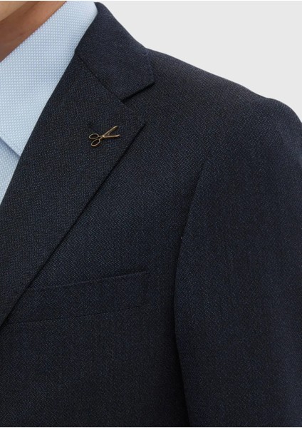 Lacivert Desenli Zeroweight Slim Fit %100 Yün Takım Elbise fırsatları