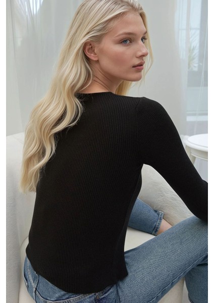 Kadın Uzun Kollu Düğmeli Hırka Black modelleri