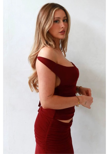 Kadın Ilma Slim Fit Çok Yönlü Bluz Bordo Kırmızı fiyatları