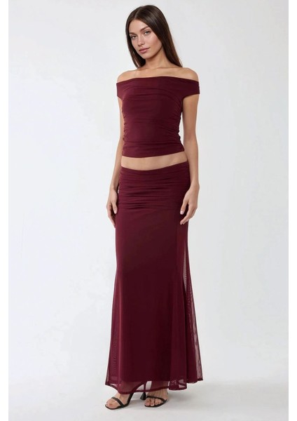 Kadın Ilma Slim Fit Çok Yönlü Bluz Bordo Kırmızı fırsatları