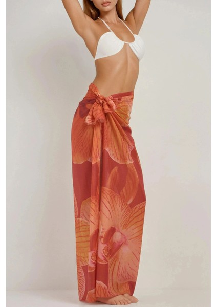 Kadın Desenli Maxi Pareo Orange fırsatları