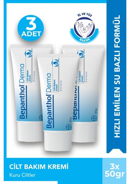 Asfstore Bepanthol Derma Cilt Bakım Kremi 50 gr 3 Adet