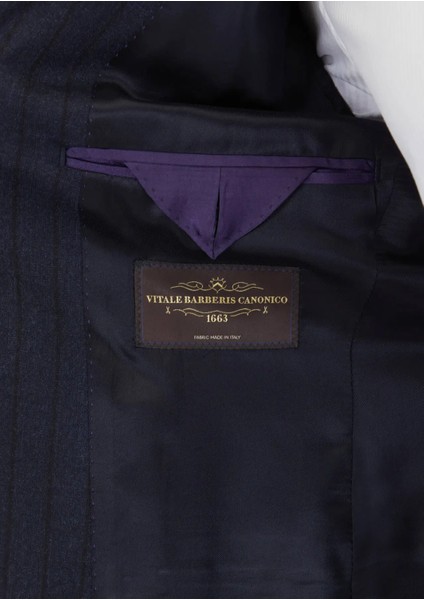 Lacivert Çizgili Zeroweight Slim Fit %100 Yün Takım Elbise indirimleri