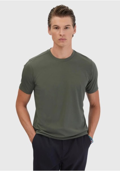 Haki Bisiklet Yaka T-Shirt