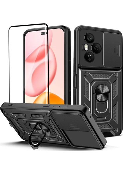 Honor 400 Pro Kılıf Kamera Korumalı Sürgülü Pars Tank Kapak + Tam Kapatan Ekran Koruyucu