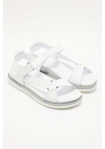 Kadın Comfort Deri Sandalet Beyaz 202064Y
