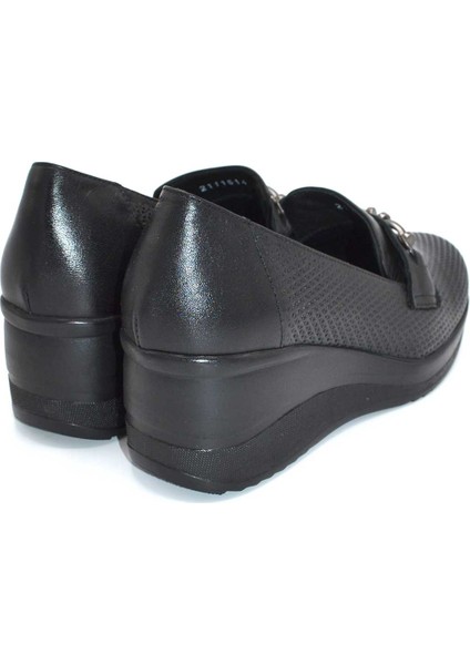 Kadın Dolgu Topuk Deri Ayakkabı Siyah 2111514Y modelleri