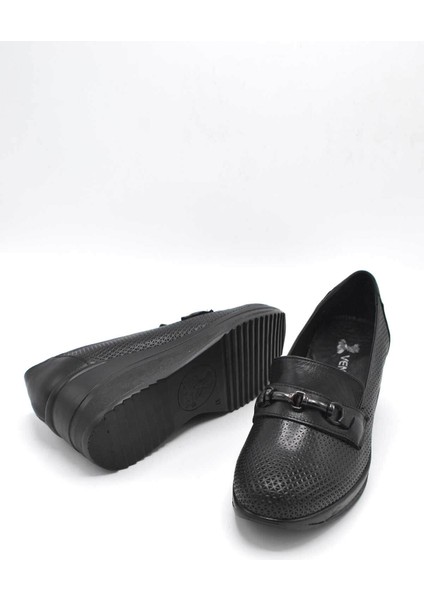 Kadın Dolgu Topuk Deri Ayakkabı Siyah 2111514Y indirimleri
