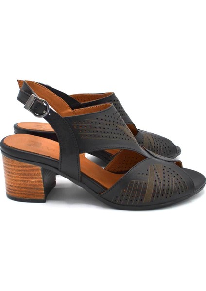 Kadın Topuklu Deri Sandalet Siyah 1857213Y fiyatları