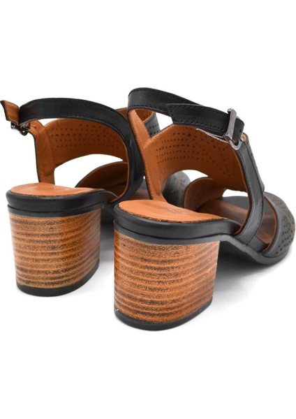 Kadın Topuklu Deri Sandalet Siyah 1857213Y modelleri