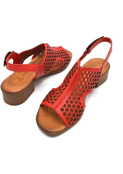 Kadın Deri Sandalet Kırmızı 22986007 fırsatları