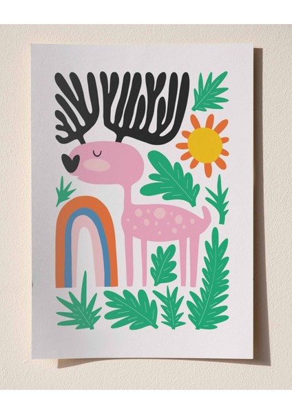 Geyik - Minimal ve Sevimli Çocuk Odası Poster