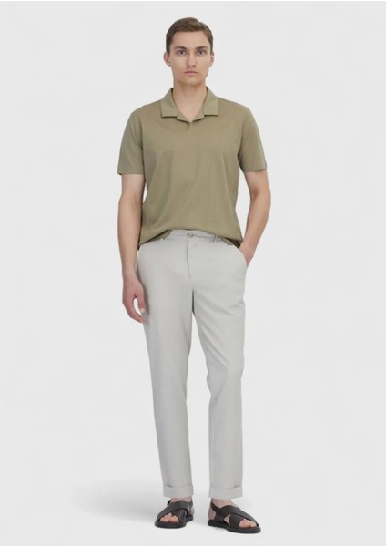 Vizon Jakarlı Polo Yaka %100 Pamuk T-Shirt