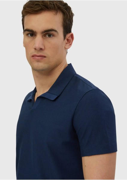 Indigo Jakarlı Polo Yaka %100 Pamuk T-Shirt fırsatları