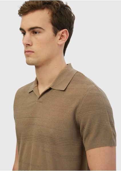 Vizon Polo Yaka Jakarlı Keten Karışımlı Triko modelleri