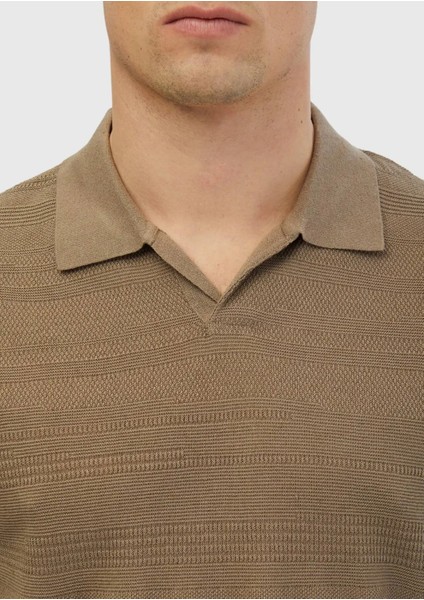 Vizon Polo Yaka Jakarlı Keten Karışımlı Triko fırsatları
