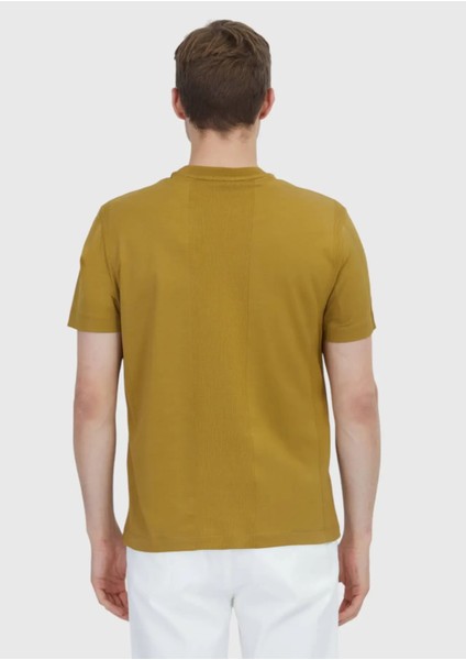 Yağ Yeşili Jakarlı Bisiklet Yaka %100 Pamuk T-Shirt fırsatları