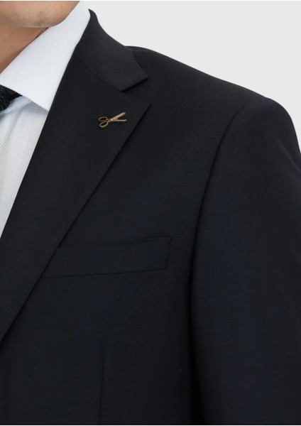 Siyah Düz Modern Fit Yün Karışımlı Takım Elbise fırsatları