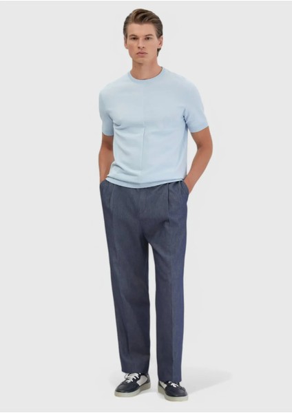 Açık Mavi Bisiklet Yaka Jakarlı Triko fiyatları