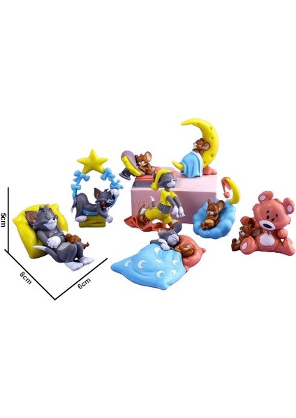 Tom And Jerry Sleep Serisi 8 Parçalı Figür Oyuncak Süsler (Yurt Dışından)