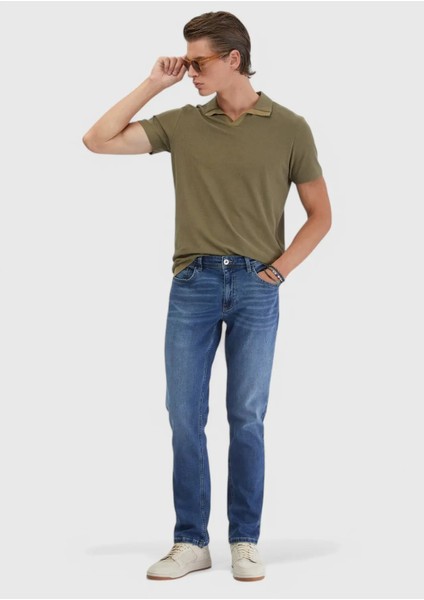 Yağ Yeşili Jakarlı Polo Yaka %100 Pamuk T-Shirt fiyatları