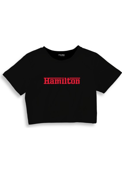 Hamilton / Ferrari Crop Tişört - Siyah