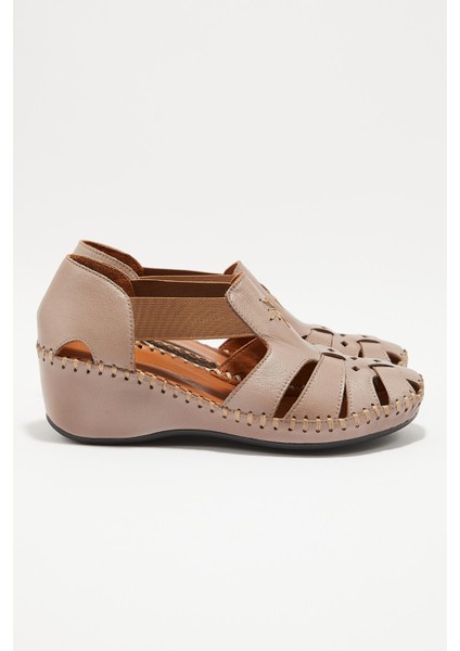 Kadın Comfort Deri Sandalet Vizon 18793056 fiyatları
