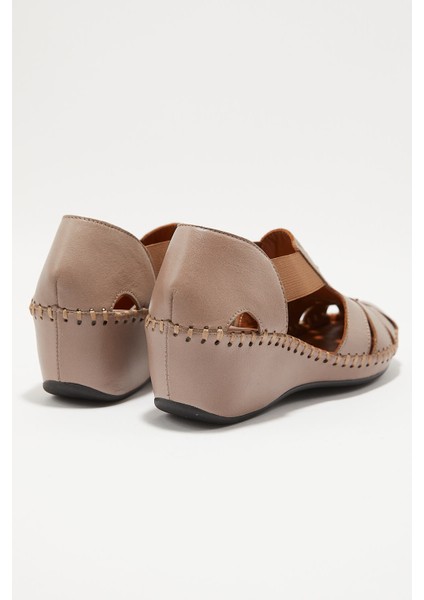 Kadın Comfort Deri Sandalet Vizon 18793056 modelleri