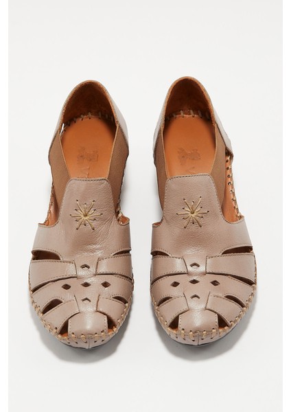 Kadın Comfort Deri Sandalet Vizon 18793056 fırsatları