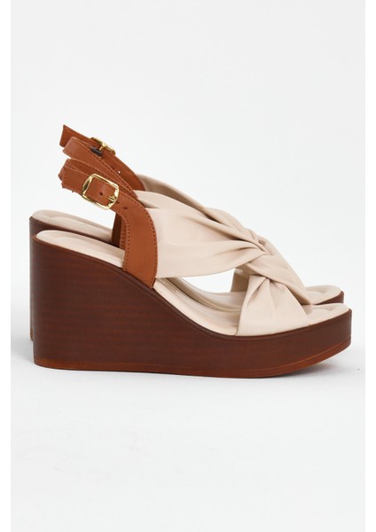 Kadın Dolgu Topuk Deri Sandalet Bej 2310803Y fiyatları