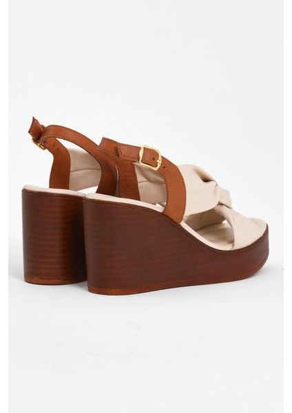 Kadın Dolgu Topuk Deri Sandalet Bej 2310803Y modelleri