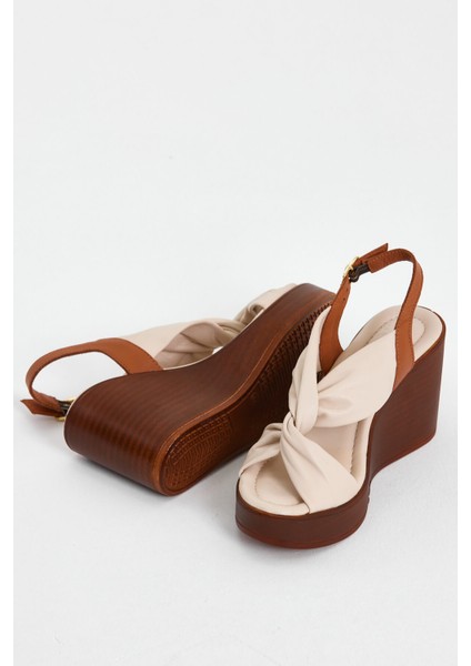 Kadın Dolgu Topuk Deri Sandalet Bej 2310803Y indirimleri