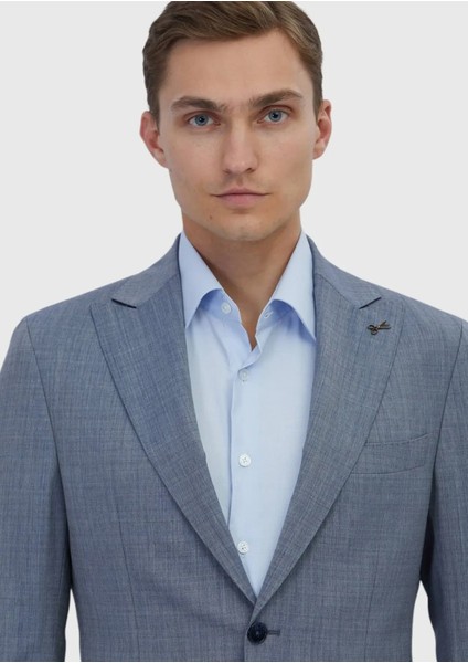 Indigo Düz Zeroweight Slim Fit %100 Yün Takım Elbise modelleri