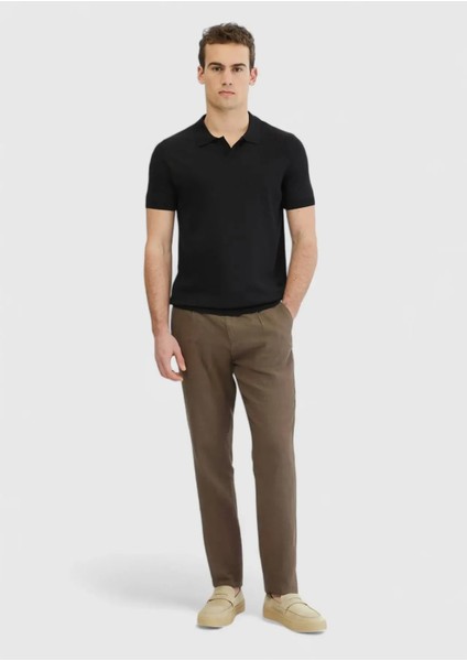 Siyah Polo Yaka Düz Örgü Triko fiyatları