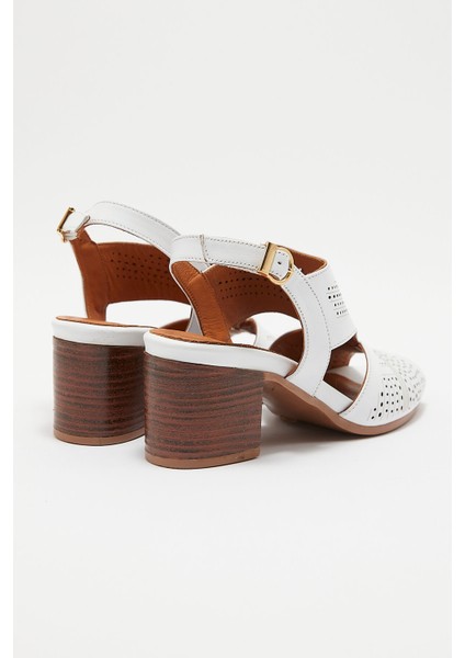 Kadın Topuklu Deri Sandalet Beyaz 1857213Y modelleri