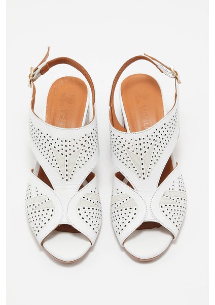 Kadın Topuklu Deri Sandalet Beyaz 1857213Y indirimleri