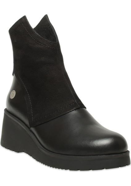 D25KB-1710 Günlük Dolgu Topuklu Siyah Kadın Bot