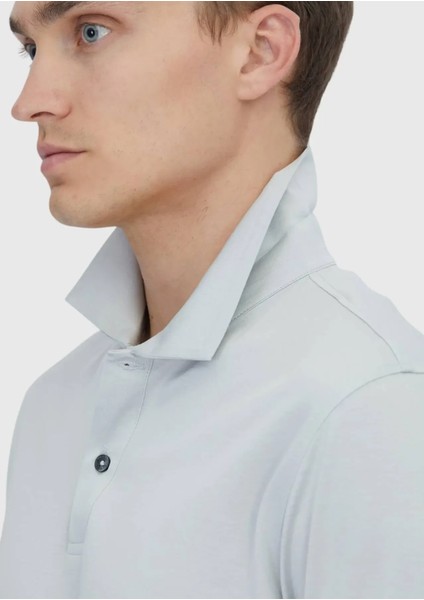 Açık Gri Düz Polo Yaka %100 Pamuk T-Shirt indirimleri