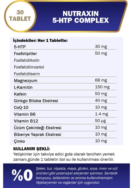 Nutraxin 5-Htp Complex 30 Tablet 2 Adet modelleri