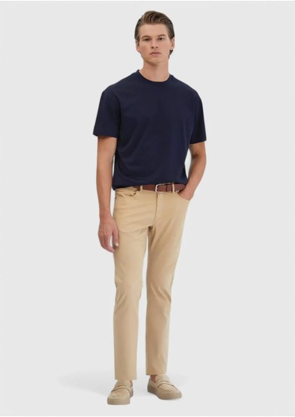 Lacivert Düz Bisiklet Yaka %100 Pamuk T-Shirt fiyatları