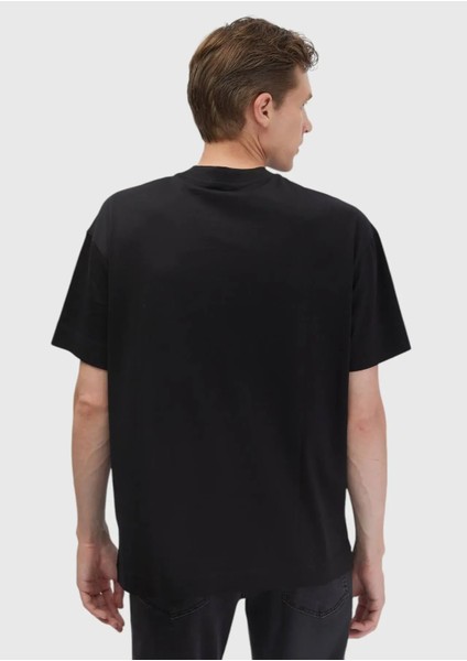 Siyah Düz Bisiklet Yaka %100 Pamuk T-Shirt indirimleri