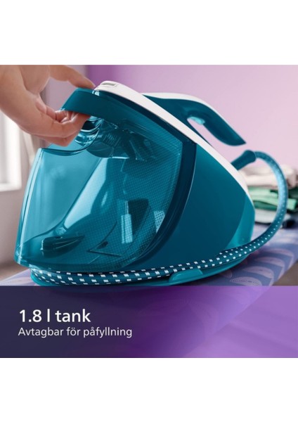 Perfectcare Series 7000 Buharlı Ütü Istasyonu, 2100 W, Buhar Çıkışı 480 G, Basınç 7,5 Bar, Optimaltemp Teknolojisi, 1,8 Litre Su Haznesi, Mavi (PSG7024/20)